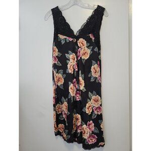 Vintage Christian Dior Chemise Nightgown Lace Detail Medium Multicolor Floral
